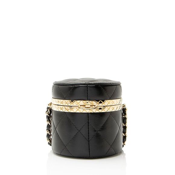 Chanel Lambskin Lock Frame Round Mini Vanity Case with Chain - Picture 3 of 10